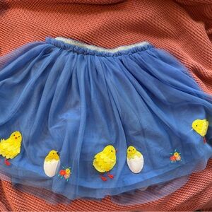 Mini Boden Blue tulle skirt Easter with chicks 6-7y 122 cm embroidered detail